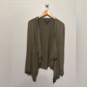 Karen Kane Women's Brown Open Front Cardigan Sweater, Cascading Drape Style